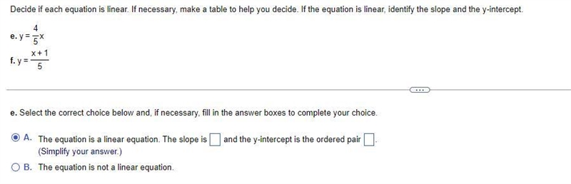 Decide if each equation is linear. If necessary, make a table to help you decide. If-example-1