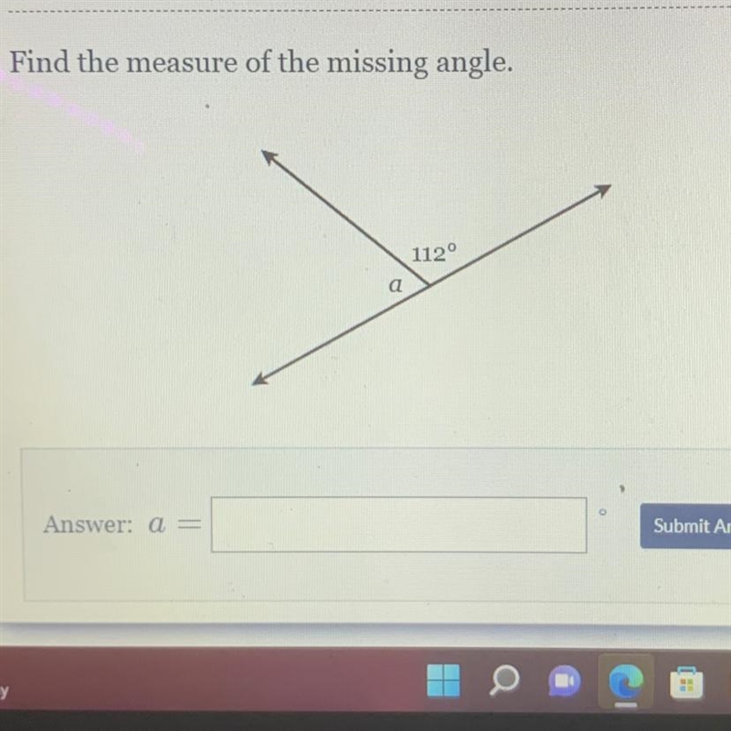 Find the measure of the missing angle.-example-1