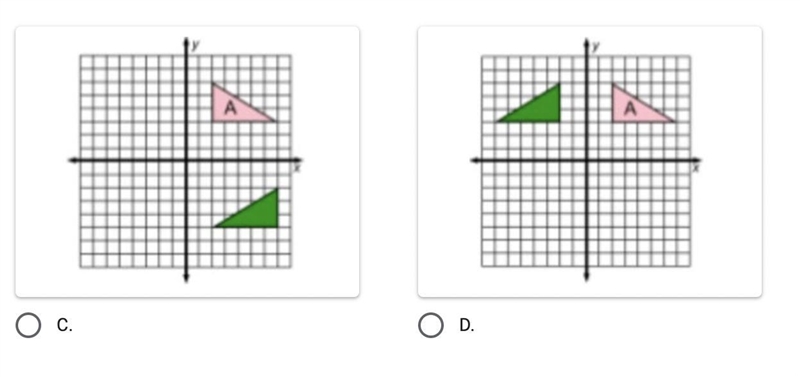 Which of the following graphs shows a translation of triangle A below?A.B.C.D.-example-2