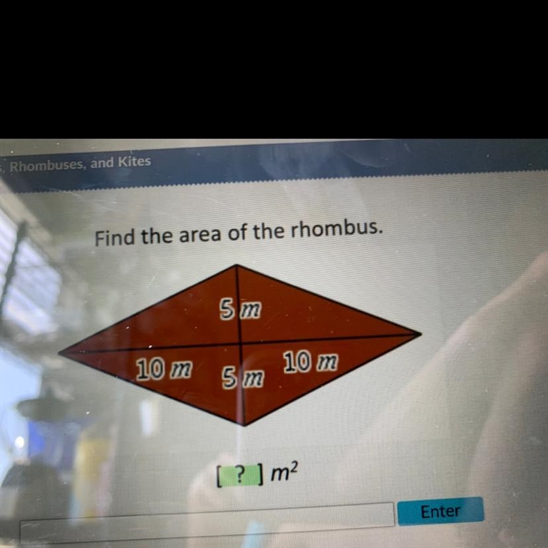 Find the area of the rhombus-example-1