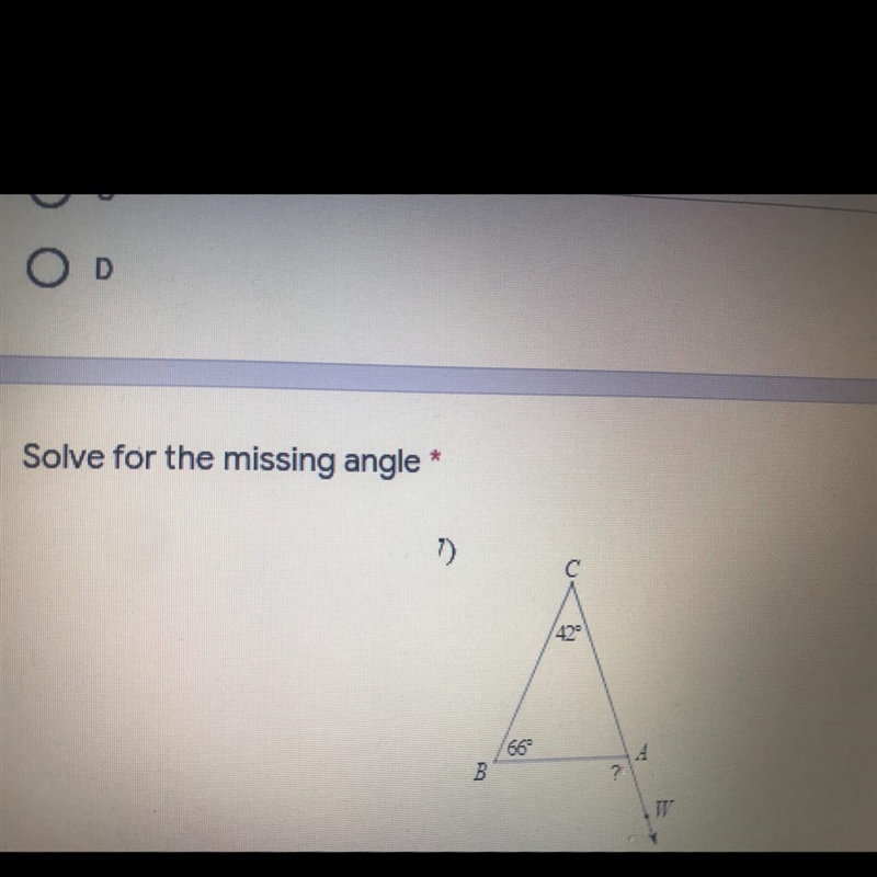 Can someone help me solve for the missing angle (practice work)-example-1