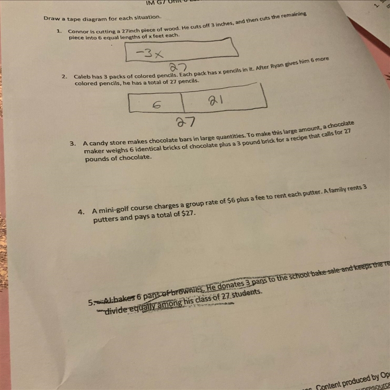 The third problem and I need to draw a tape diagram-example-1