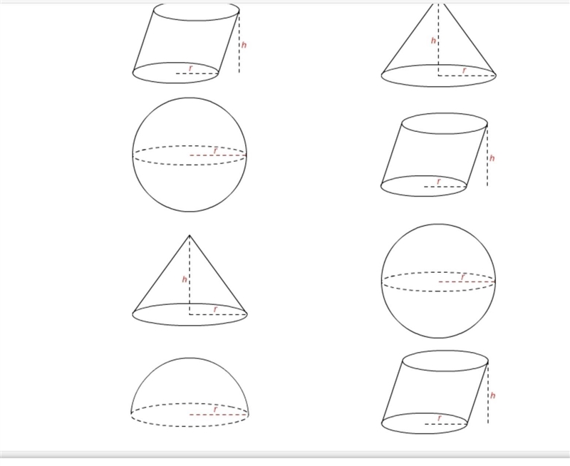 Match each ratio of the volumes of two solids to the pair of solids it represents-example-2