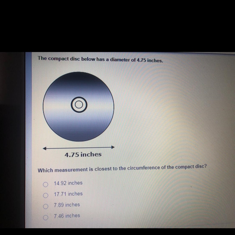 Which measurement is closest to the circumference of the compact disc?-example-1