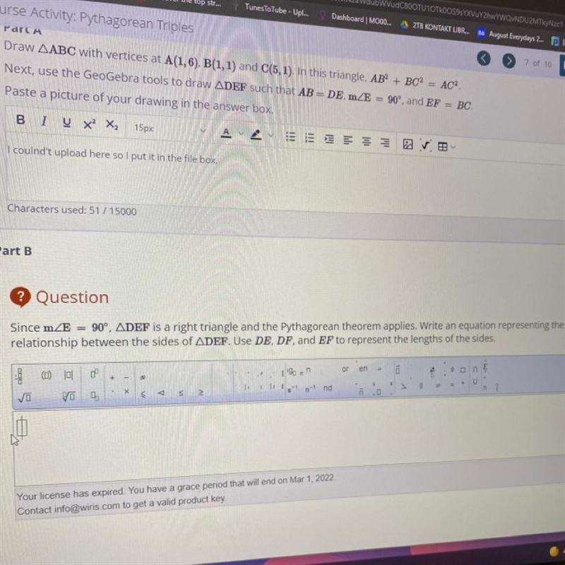 So ABC and DEF are the same triangle, this question is asking me to write an equation-example-1