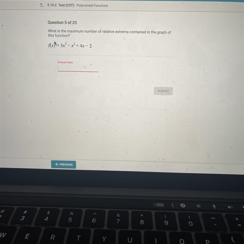 10425.10.2 Test (CST): Polynomial FunctionsQuestion 5 of 25What is the maximum number-example-1