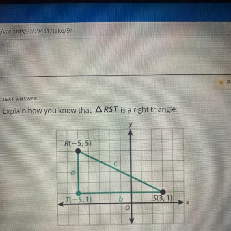 Explain how you know that RST is a right triangle.-example-1