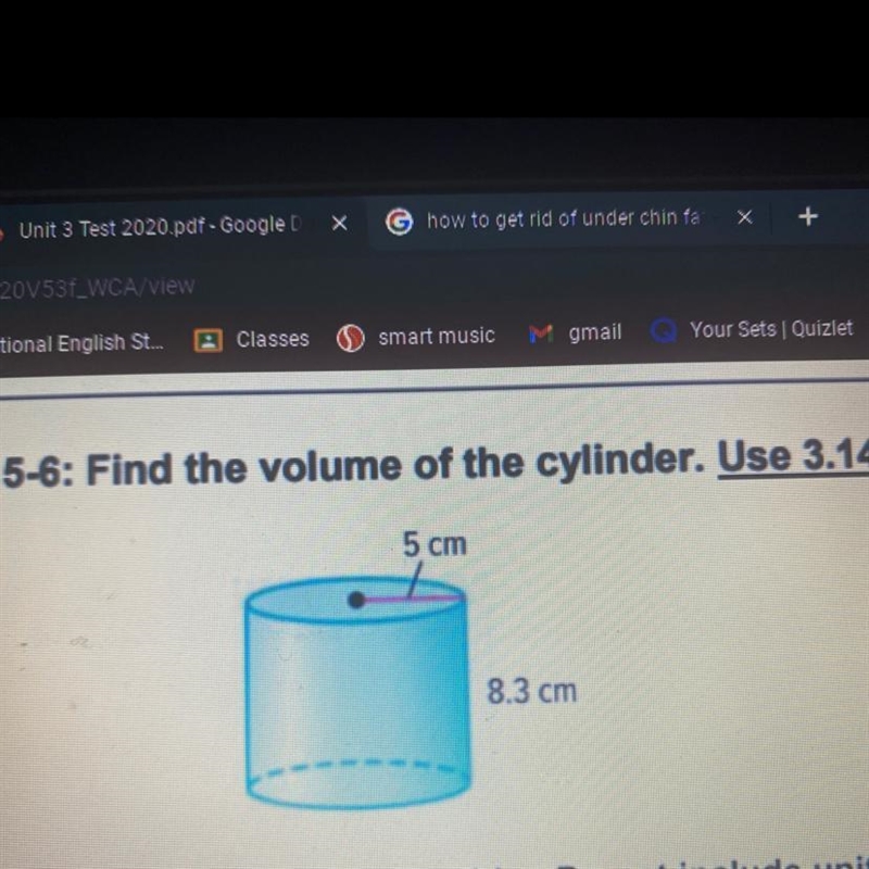 find the volume of the cylinder.use 3.14 for pi. answer rounded to the nearest hundredths-example-1