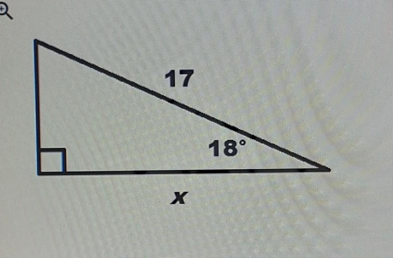 Determine the value "x" in the triangle below a) 5.5b) 5.3c) 7.8d) 16.2-example-1