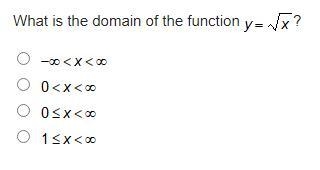 What is the domain of the function y=\sqrt{x} What is the domain of the function y-example-1