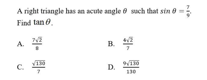 Find tan (0) from sin 0= 7/9-example-1