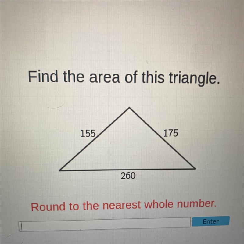 TRIGONOMETRY Find the area of this triangle round to the nearest whole number-example-1