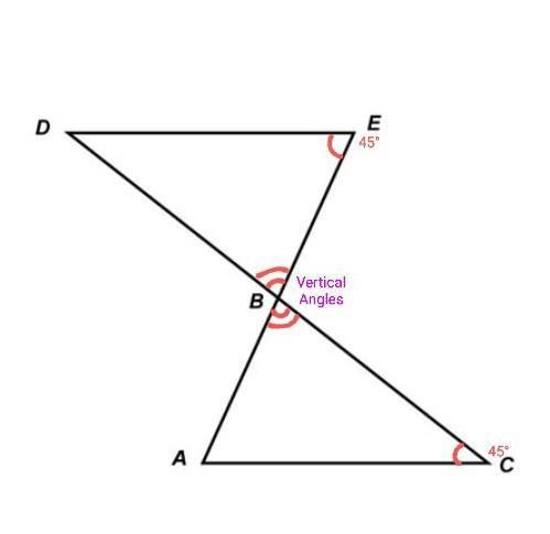 what are the two 45 degree angles called?example.. vertical, alternate interior, ect-example-1