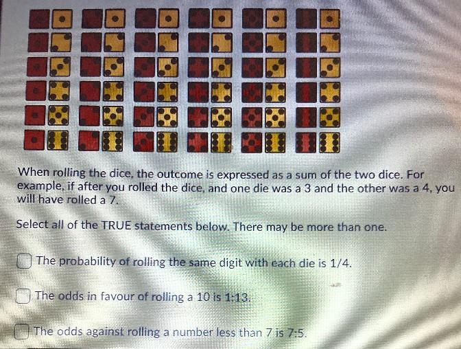 1:2-3:When rolling the dice, the outcome is expressed as a sum of the two dice. Forexample-example-1