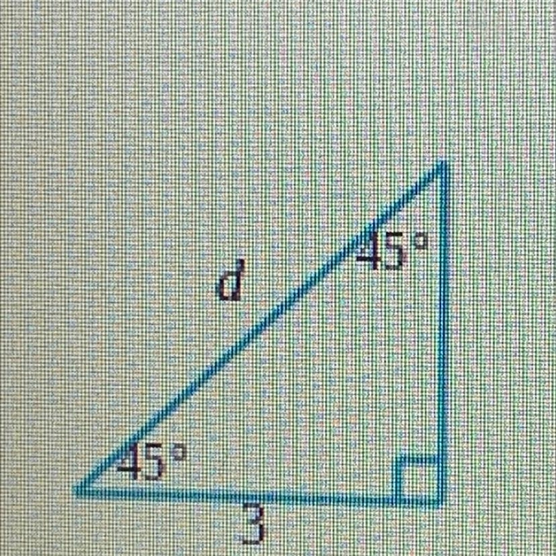 For the right triangles below, find the exact values of the side lengths d and c. If-example-1