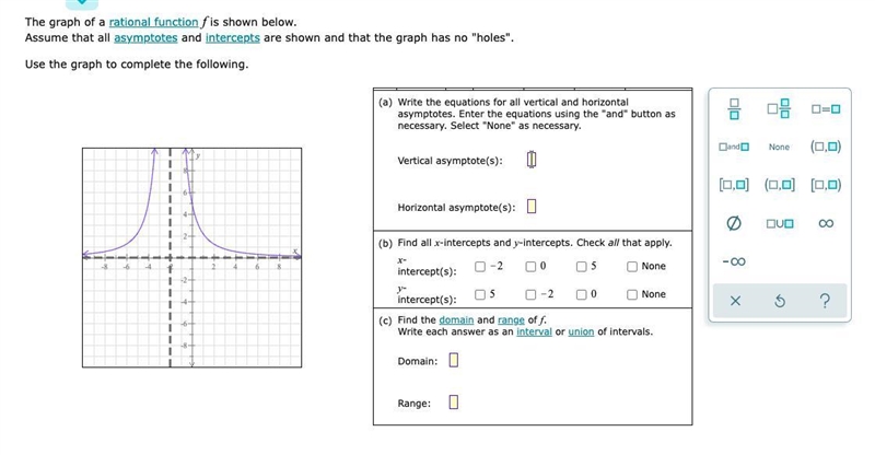 ]domain, and range from the graph of a rational function-example-1