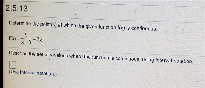 Determine the points at which ths given function f(x) is continuous refer to image-example-1