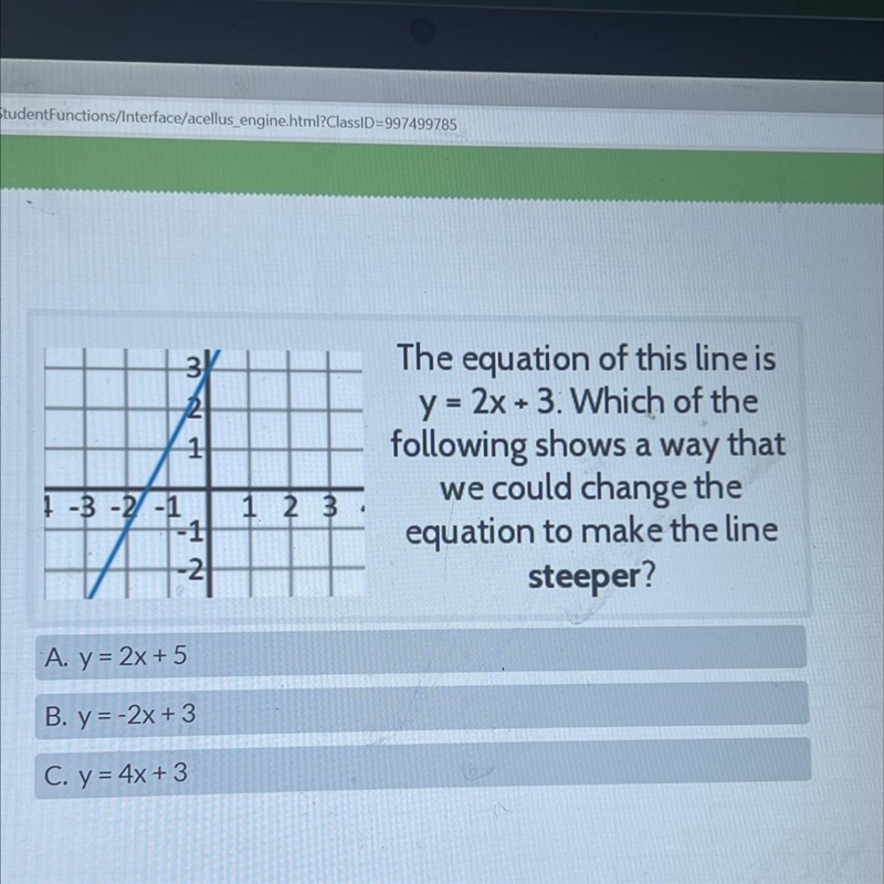 MW2+1The equation of this line isy = 2x + 3. Which of thefollowing shows a way thatwe-example-1