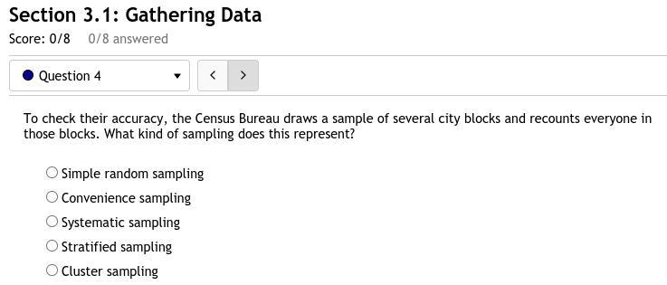 4. To check their accuracy, the Census Bureau draws a sample of several city blocks-example-1