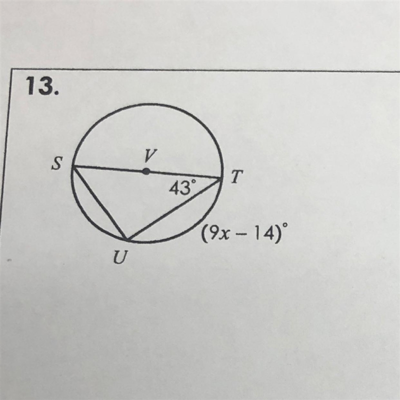 Find x S T 43 (9x -14) U-example-1