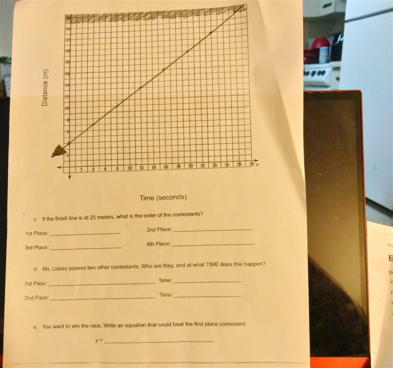 NO LINKS!! You have 4 contestants in the second heat of the big race: The equations-example-1