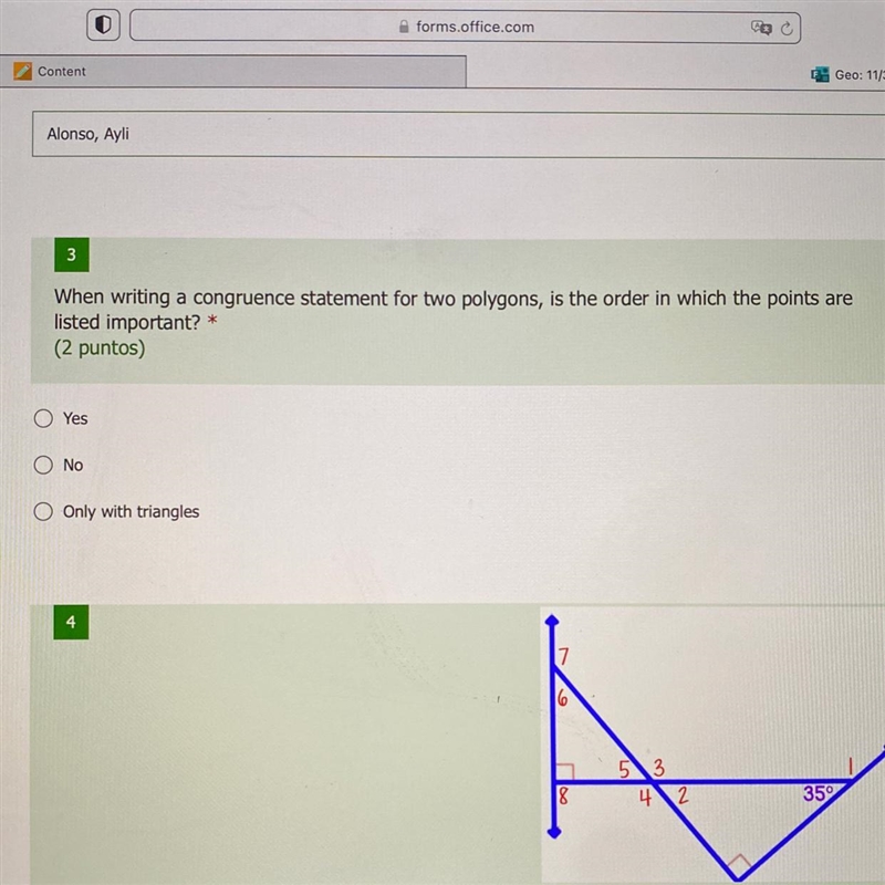 When writing a congruence statement for two polygons, is the order in which the points-example-1