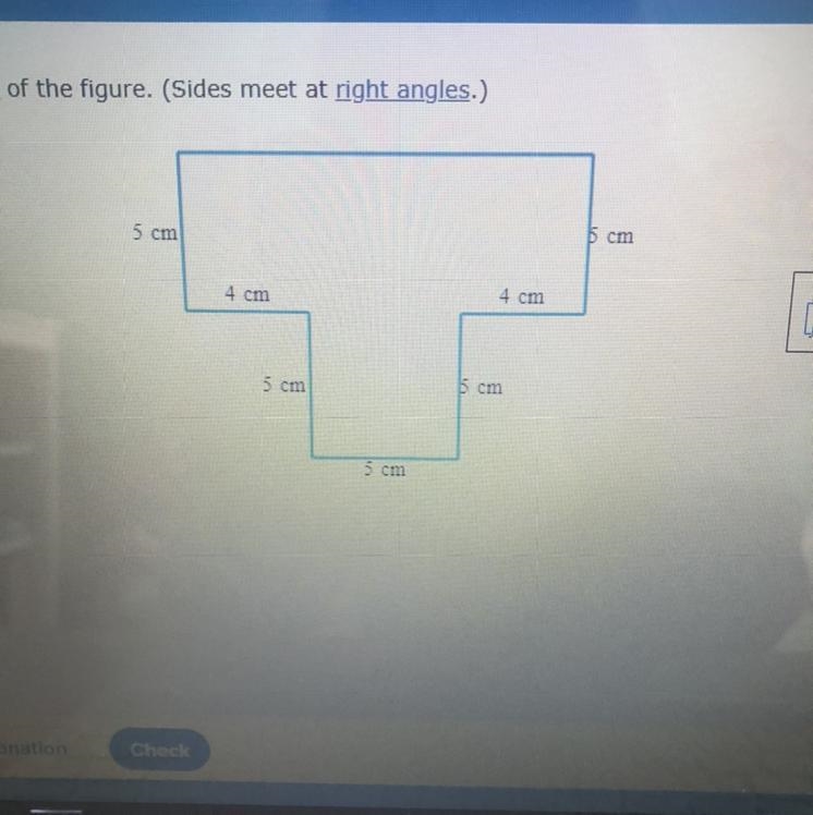 Find the area of the figure. (Sides meet at right angles.)-example-1