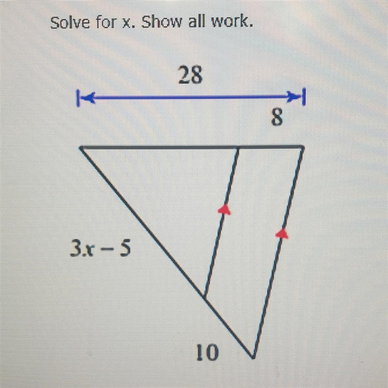 Solve for x. Show all work.-example-1