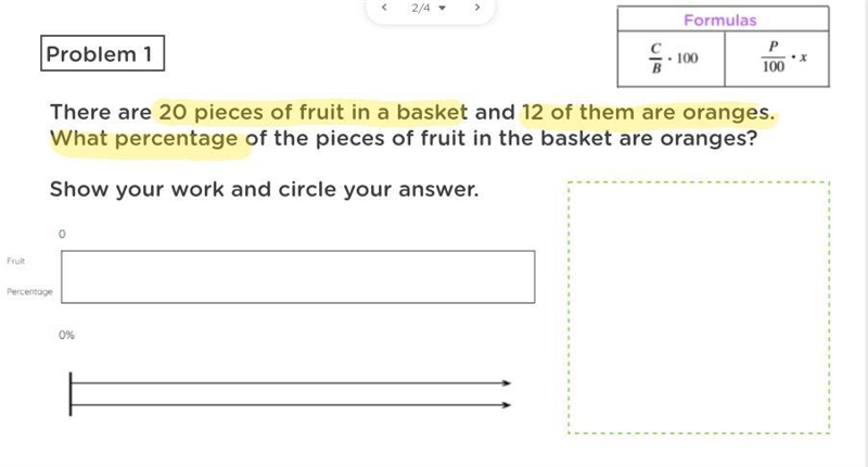 There are 20 pieces of fruit in a basket and 12 of them are oranges . what percentage-example-1