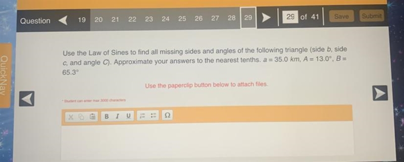 Urgent!!! Use the Law of Sines to find all missing sides and angles of the following-example-1