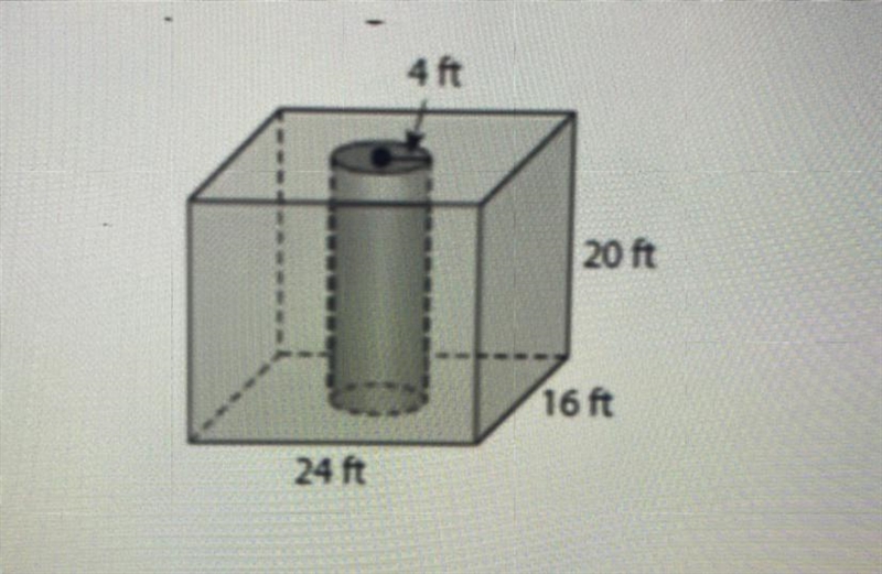 how much liquid can i fill the rectangular prism if i put the solid cyclinder inside-example-1