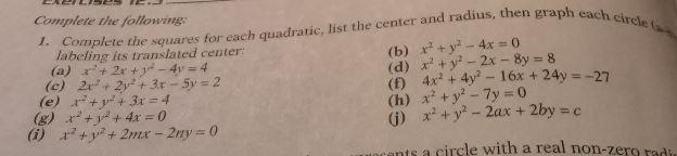 quadratic, list the center and radius, then graph each circle lah (b) x2 + y2 - 4x-example-1