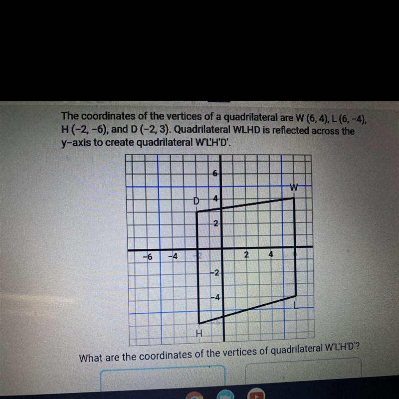 What are the coordinates of the vertices of quadrilateral W, L, H and D? The 1st part-example-1