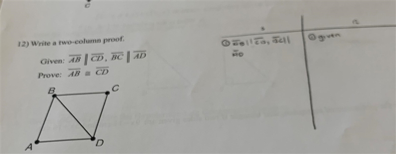 Geometry Two-Column Proof Help Needed ASAp. Needs statements and reasonings.-example-1