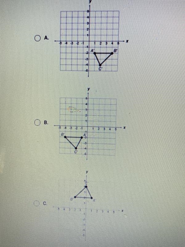 Which triangle results from a reflection across the line x = 1?y41A21 A804-2-12 3 4 5X-example-2