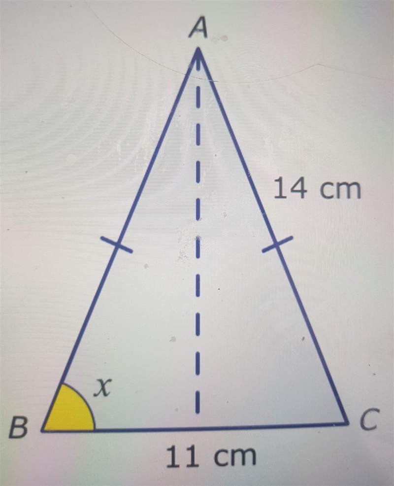 ABC is an isosceles triangle, with AB = AC. find X​-example-1