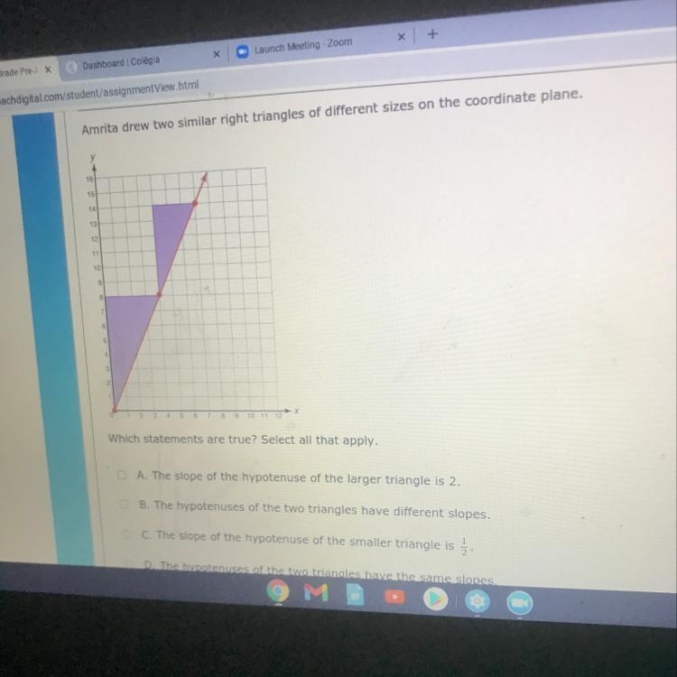 Amrita drew two similar triangles of different sizes on the coordinate plane-example-1