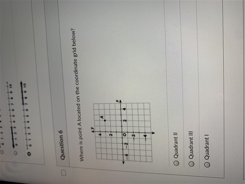 1 ptsWhere is point A located on the coordinate grid below?AY4LA2-4-2o24-2-4Quadrant-example-1