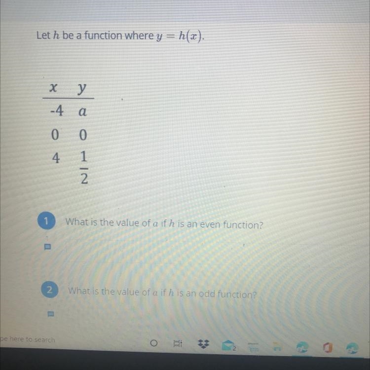 What is the value of a if h is an even function-example-1