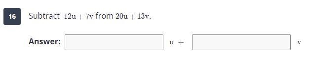 Subtract 12u+7v from 20u+13v-example-1