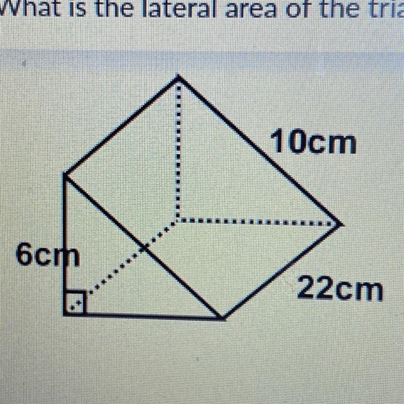 What is the lateral area of the triangular prism in square cm.-example-1