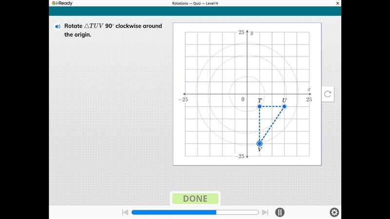 Helpppp pls. Rotate traingle TUV 90 degrees clockwise around the origin-example-1