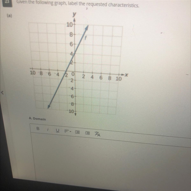 Need to find the domain, range, x-intercept, y-intercept, and rate of change from-example-1