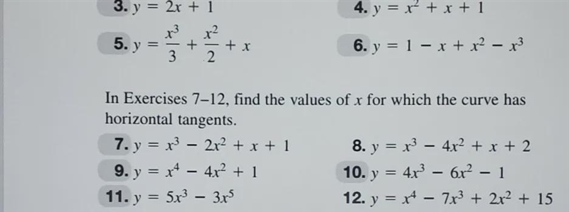 Find the values of x for which the curve has horizontal tangents-example-1