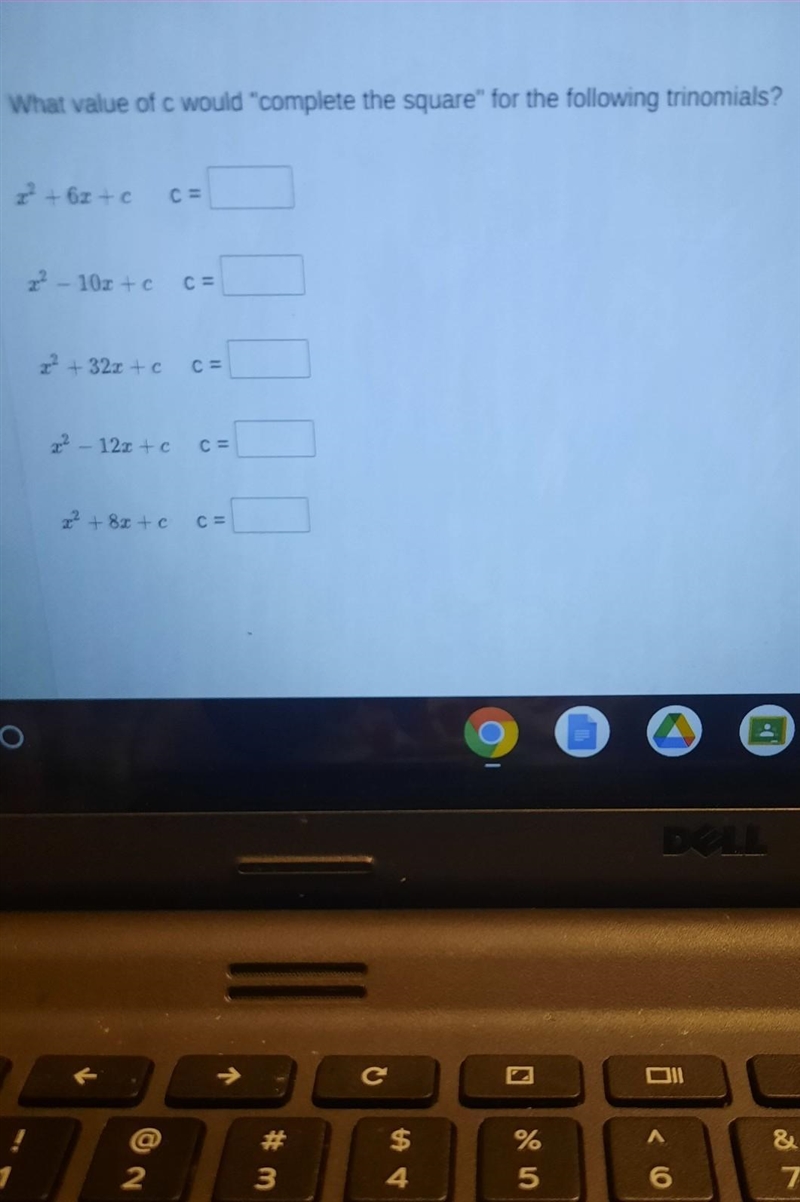 What value of c would complete the square for the following trinomials?-example-1