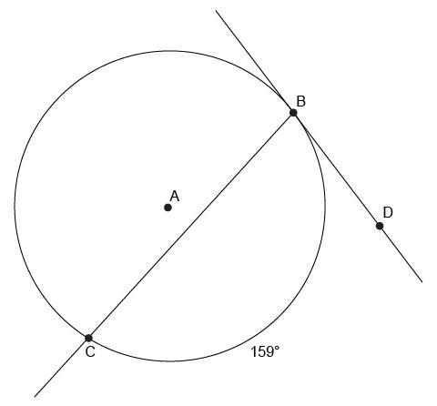 Determine the measure of angle DBC Answer Options: 79.5° 21° 318 159°-example-1