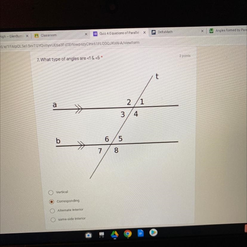 Given that angle 3 equals 3x and angle 6 equals 6x, determine the value for x-example-1