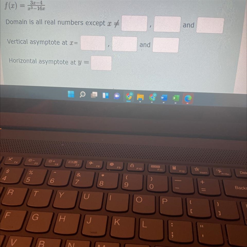 Identify the domain, vertical asymptotes and horizontal asymptotes of the following-example-1