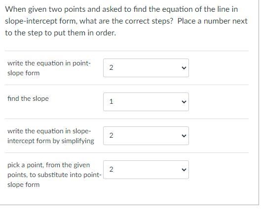 When given two points and asked to find the equation of the line in slope-intercept-example-1