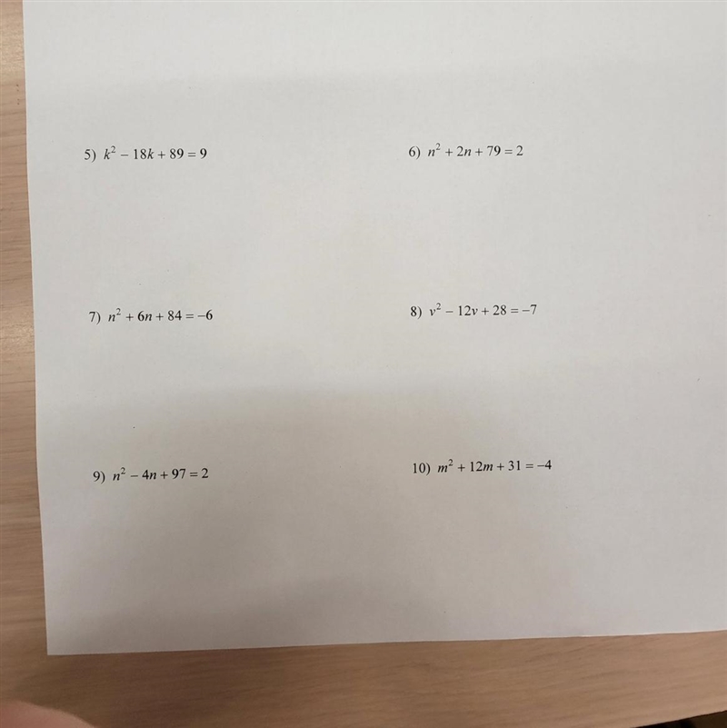 Need help with number eight. Need to solve each equation by completing the square-example-1